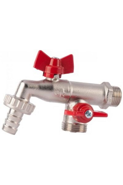 Herz double-service ball valve with 2 connections, FE Ø 1/2", PN 16, lever operation