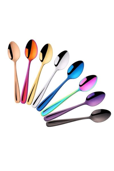 Generic مجموعة ملاعق شاي SBOMHS، 8 ملاعق قهوة/ملاعق حلوى، 5.5 بوصة/14 سم (ملونة)
