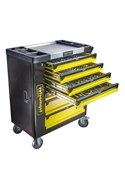 euromaster TOPMASTER TOOL CABINET WITH 7 DRAWERS, 182 PIECES, 4 MODULES