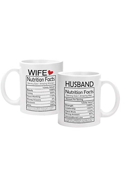 Generic Husband and Wife Nutrition Facts Mugs - Couple Coffee Set for Valentine's Day, Anniversary, Wedding