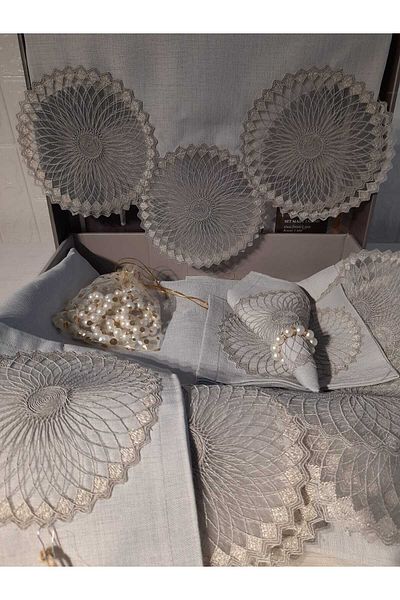 Vinezza Home Collection 34 Piece Linen Care Free French Lace Tableware Set