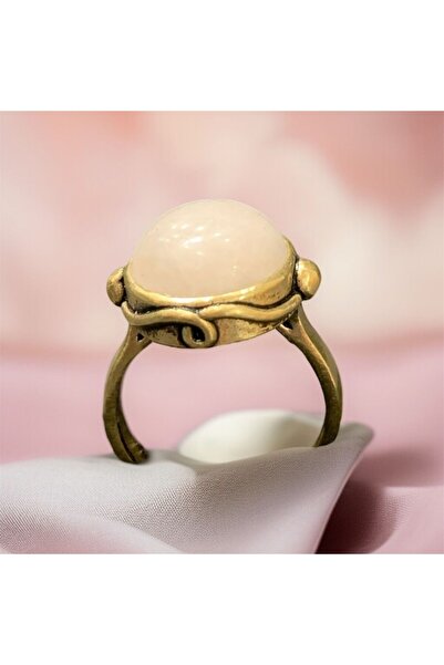 AURA STONE Aurastone Pink Quartz Natural Stone Bronze Ring