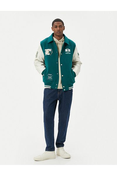 Koton Green Men's Varsity Jacket