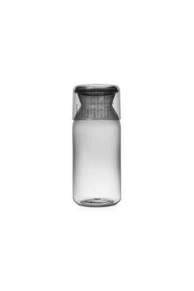 Generic Brabantia Storage Jar With Measuring Cup, 1.3L, Dark Grey, 9.4 X 9.4 X 24 Cm