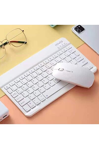 Kyrotech Kablosuz Klavye Mouse Seti, Bluetooth ve 2.4GHz, Sessiz Tuşlar, Windows Mac Android iOS Uyumlu Beyaz
