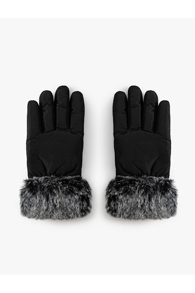 Koton Ski Gloves with Faux Fur Details