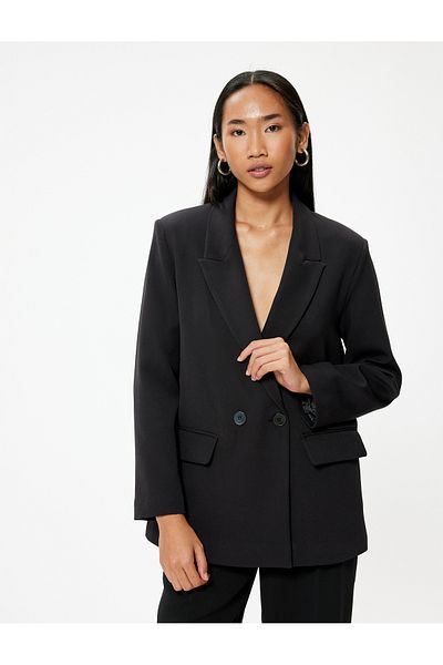 Koton Black Women's Oversize Blazer Jacket
