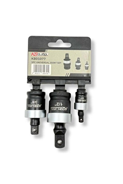 KB GLOBAL SET ADAPTOR IMPACT CU ARTICULATIE CARDANICA 3 PIESE 1/4'' 3/8'' 1/2''