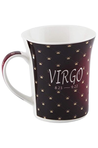 Generic كوب شاي وقهوة من البورسلين الضحل مطبوع عليه علامة زودياك، أحمر، BD-MU...