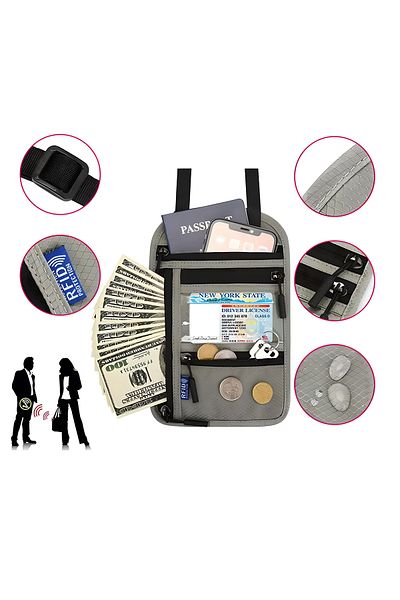 COOYA Travel Passport Holder, Waterproof Wallet for Passport ID Money Credit Cards (Gray)