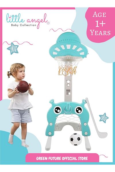 LITTLE ANGEL -Kids Basketball,Football,And Golf Playset-Green