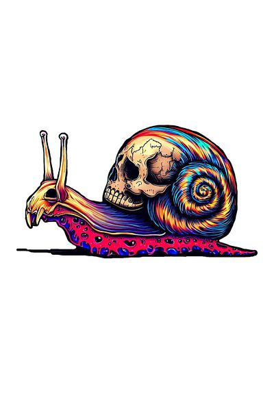 MegaSticker Colorful Snail Sticker Car, Motorcycle, Helmet, Laptop, Glass Sticker 13X7 cm
