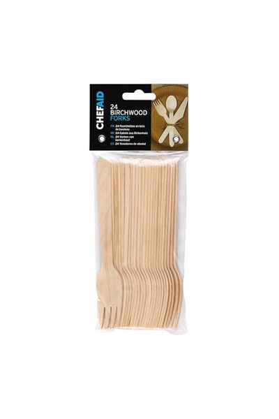 Generic Chef Aid Wooden Cutlery Pack of 24 Forks - FSC