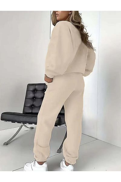 FUFLUNS Crimson Printed Unisex Oversize Circle Neck Bottom/Upper Tracksuit Set