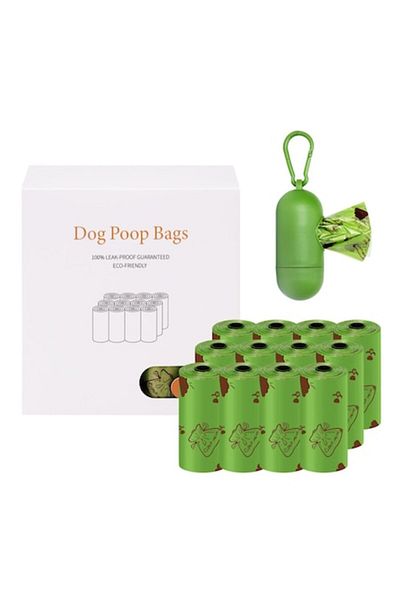 VLAMIA Set 12 Rolls of Hygienic Bags for Dogs, VLAMIA, Cats and Other Pets, 15 bags/roll, Green