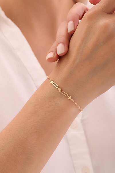 Tufanlar Kuyumculuk 14 Ayar Aynalı Zincir Yıldız Bileklik