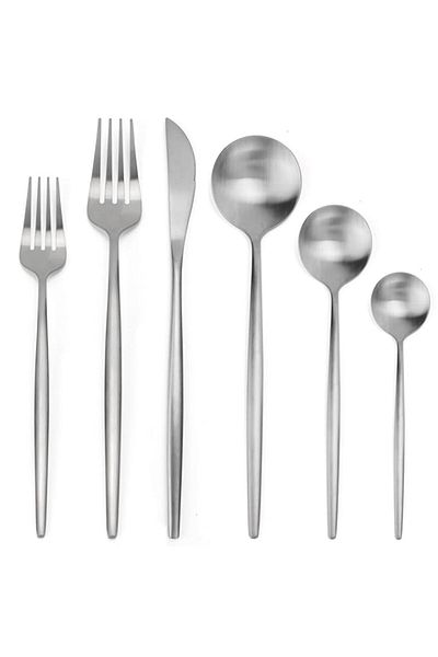 Generic Lovcoala Modern Matte Silver Silverware Set, 12-Piece Stainless Steel Flatware Set, Tableware Cutle