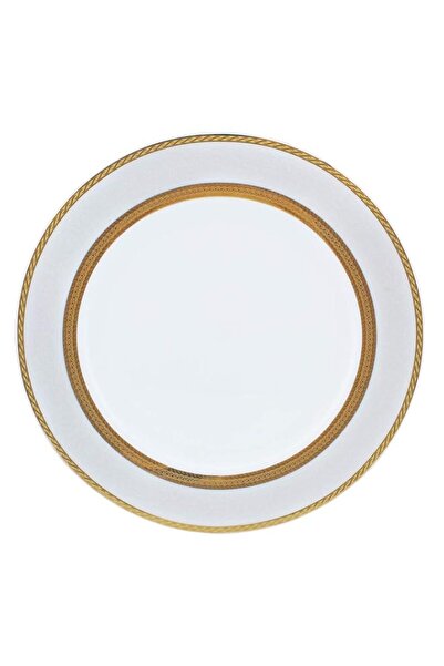 Generic طبق عشاء ملكي من البورسلين الضحل بحافة ذهبية، أبيض، 27 سم، TS-G1-20