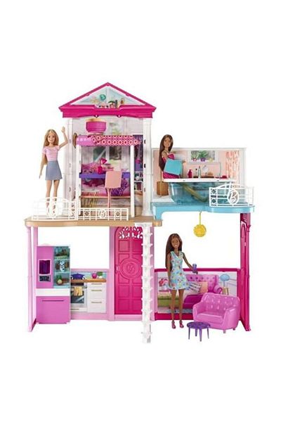 Barbie Set - Casa cu mobilier si accesorii si 3 papusi incluse