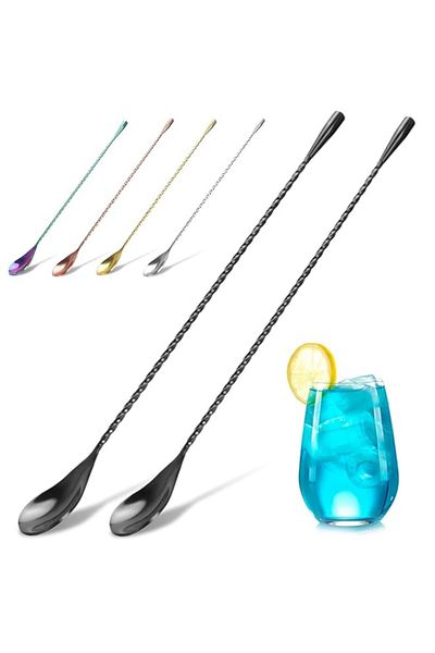 Generic YOTIPP 2-Pack 12 Inches Stainless Steel Bartender Mixing Spoon Cocktail Stirrers, Spiral Pattern Ba