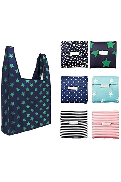 Generic 6 Pack Reusable Shopping Grocery Bags with Pouch Foldable, Washable, 35LB Weight Capacity, Heavy Du