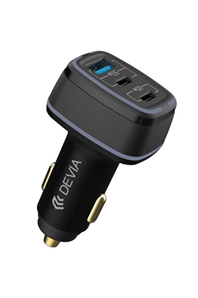 Devia Încărcător auto Extreme, 115W, 3A, 1 x USB-A - 2 x USB-C, Negru