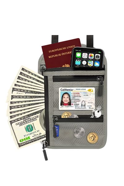 COOYA Travel Passport Holder, Waterproof Wallet for Passport ID Money Credit Cards (Gray)