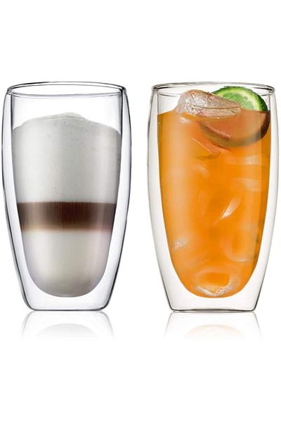 Generic Lushh Set of 2 PCS 450 ML Double Wall Glass Cup Set,Handmade Tea Transparent Drink ware
