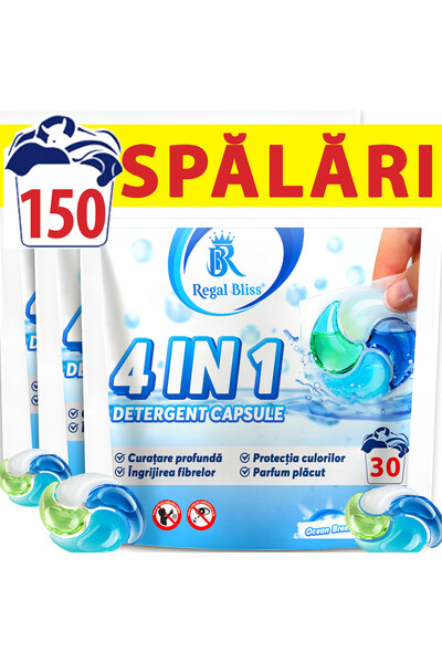 Regal Bliss Detergent de rufe capsule Regal Bliss. 4in1 pods pentru curatarea si protectia hainelor, 150 Spalari