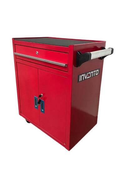 TIPTOPOL UNEQUIPED METAL TOOL CABINET, RED, WHEELS AND HANDLE – PREMIUM, 73 X 63 X 40 CM INVENTO
