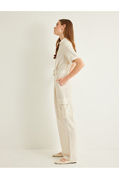 Koton Beige Women's Linen Overalls