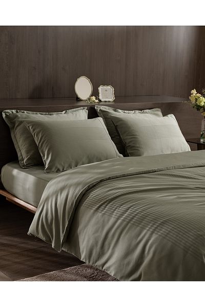 Madame Coco Reveire King Size Cotton Bamboo Dobby Duvet Cover Set - Khaki