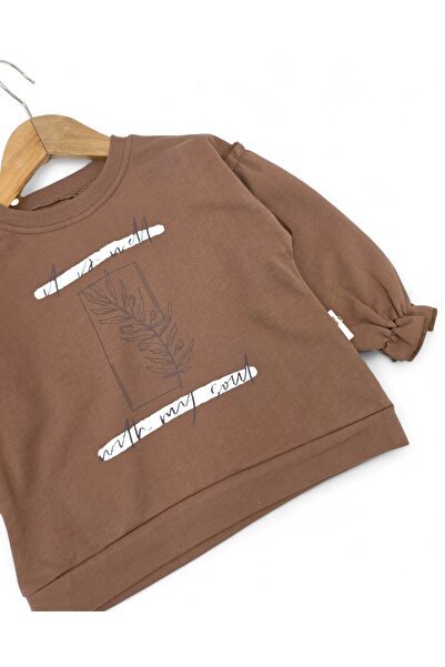 VOY KİDS Seasonal 2-3-4-5-6 Years Old Girl's Leaf Printed, Shoulder Ruffles, Spanish Leggings Set