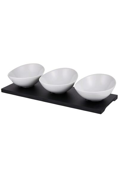 Generic Harmony Mdf Snack Bowl With Tray Set Of 4 White