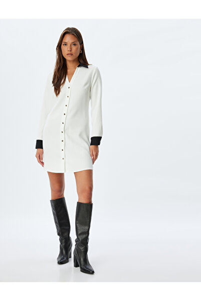 Koton فستان قميص نسائي بيج