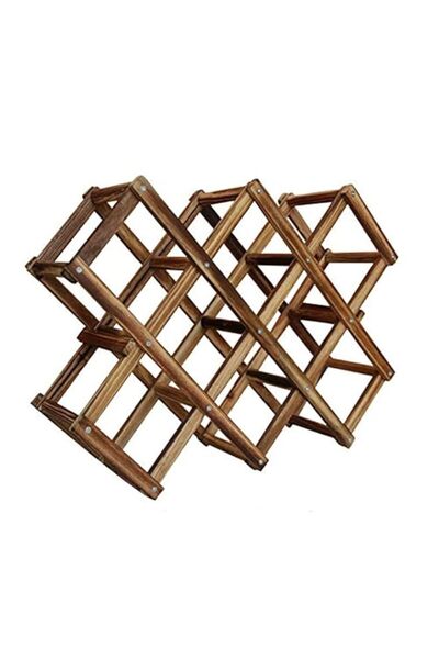 Generic Wooden Red Wine Rack - 10 Bottle Holder Mount Bar Display Shelf Folding Wood Wine Rack