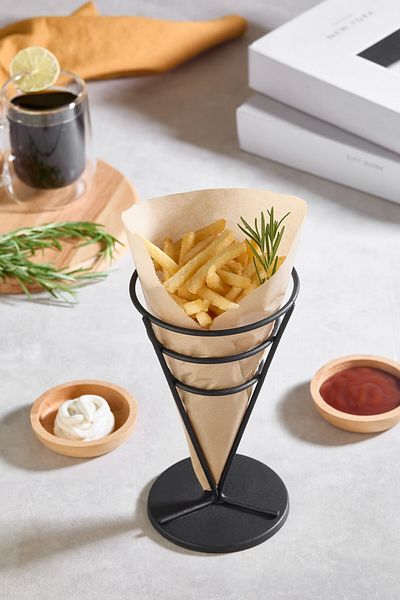 Lora Bianca French Fries Stand, French Funnel Metal Wire Serving Basket