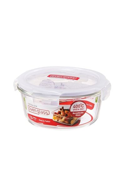Generic LocknLock Round Oven Glass Container, Clear, 650Ml, Llg831