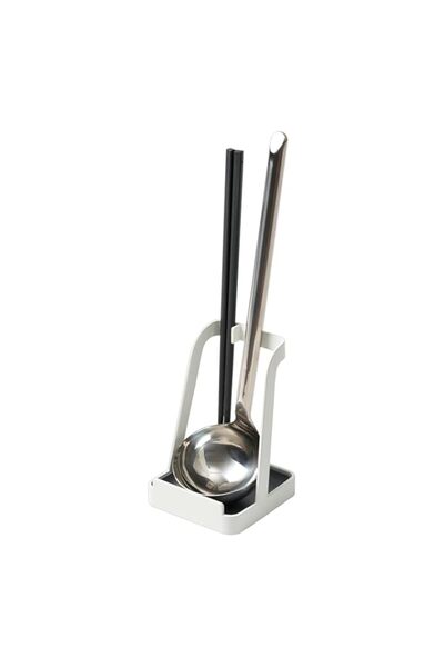 Generic Yamazaki Home Lid & Ladle Holder- Stand for Utensils in Kitchen, White, One Size