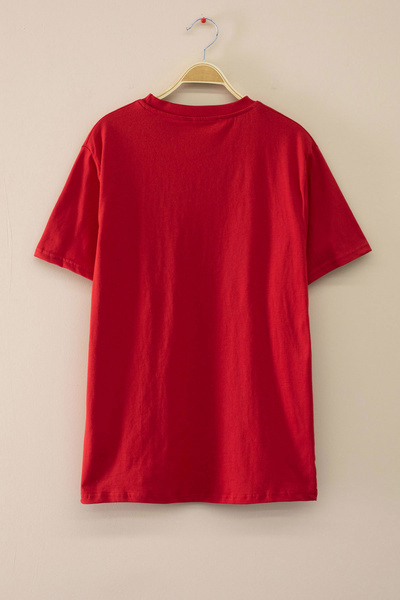 Cansın Mini Red Turkish Flag Printed Crew Neck Children's T-Shirt 20552