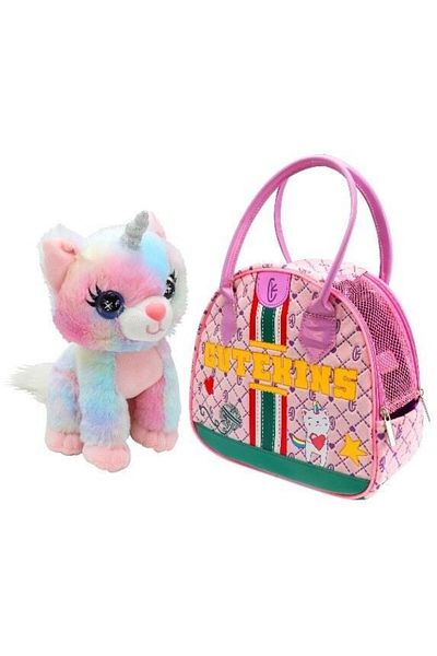 Begin Power Cutekins Plush Caticorn Posh Plush Toy with Carrying Bag
