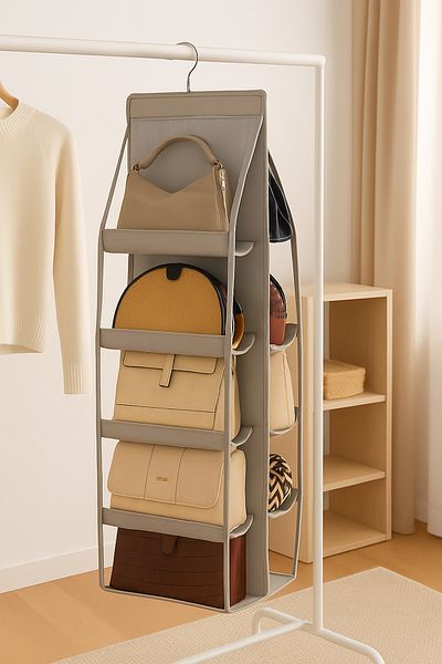 Pazar Kapısı Bag Organizer 10 Compartment Organizer with Strap Gray