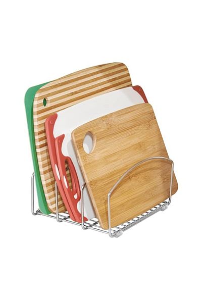 Generic INTERDESIGN Bosphorus Inside Cabinet Tray And CuttinGBoard Organizer, 25 X 21 X 14 cm, Silver, 4871