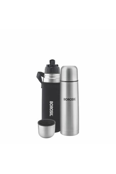 Generic Borosil FGFTL500BLA Hydra Thermo Stainless Steel Flask, 500ml, Silver