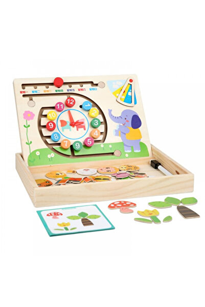 Toy Set educațional Montessori din lemn - Puzzle, Labirint cu mărgele și Asoc...