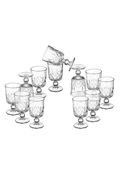 Dania Set of 12 glass cups with base for juice and for all occasions and receptions Capacity 65 mm
