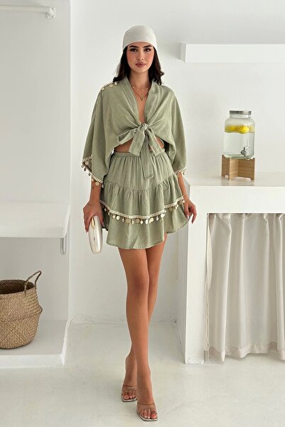 AsprinFashion Khaki Suit with Seashell Accessories