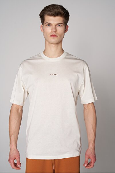 SPORTEMPT Ανδρικό μπλουζάκι από οργανικό βαμβάκι με λαιμόκοψη oversized - Εκρού