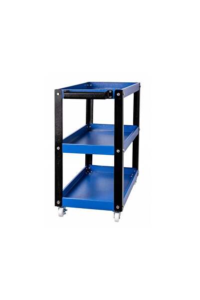 GEKO MOBILE METAL TROLLEY WITH 3 SHELVES