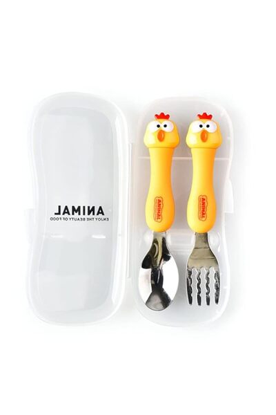 Generic IBAMA Cartoon Toddler Utensils Cute Animal Stainless Steel Children's Tableware Set Student Fork an